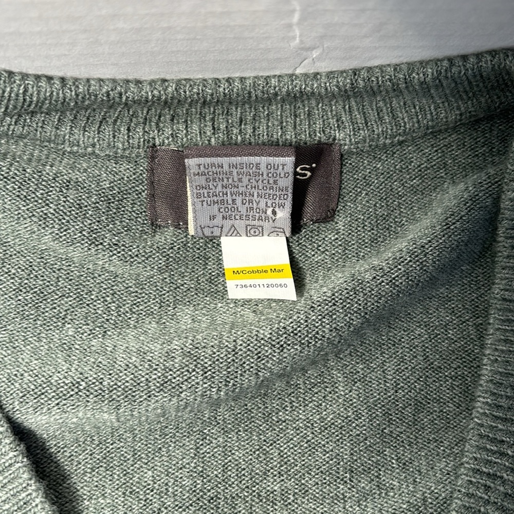 Dockers V-Neck Argyle Sweater Mens Size M Green Pullover Ribbed Geometric NWOT - Picture 6 of 9